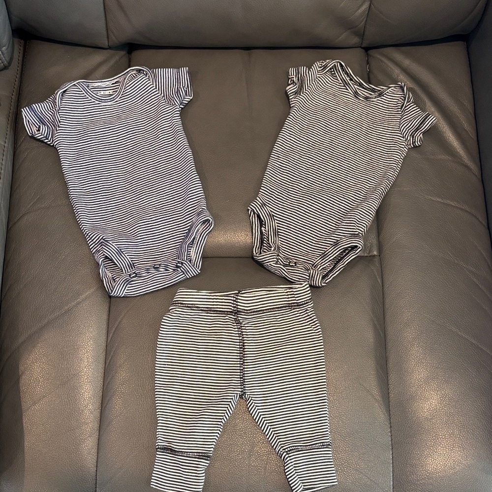 Striped Kids One Piece Set - Black and White and Navy and White